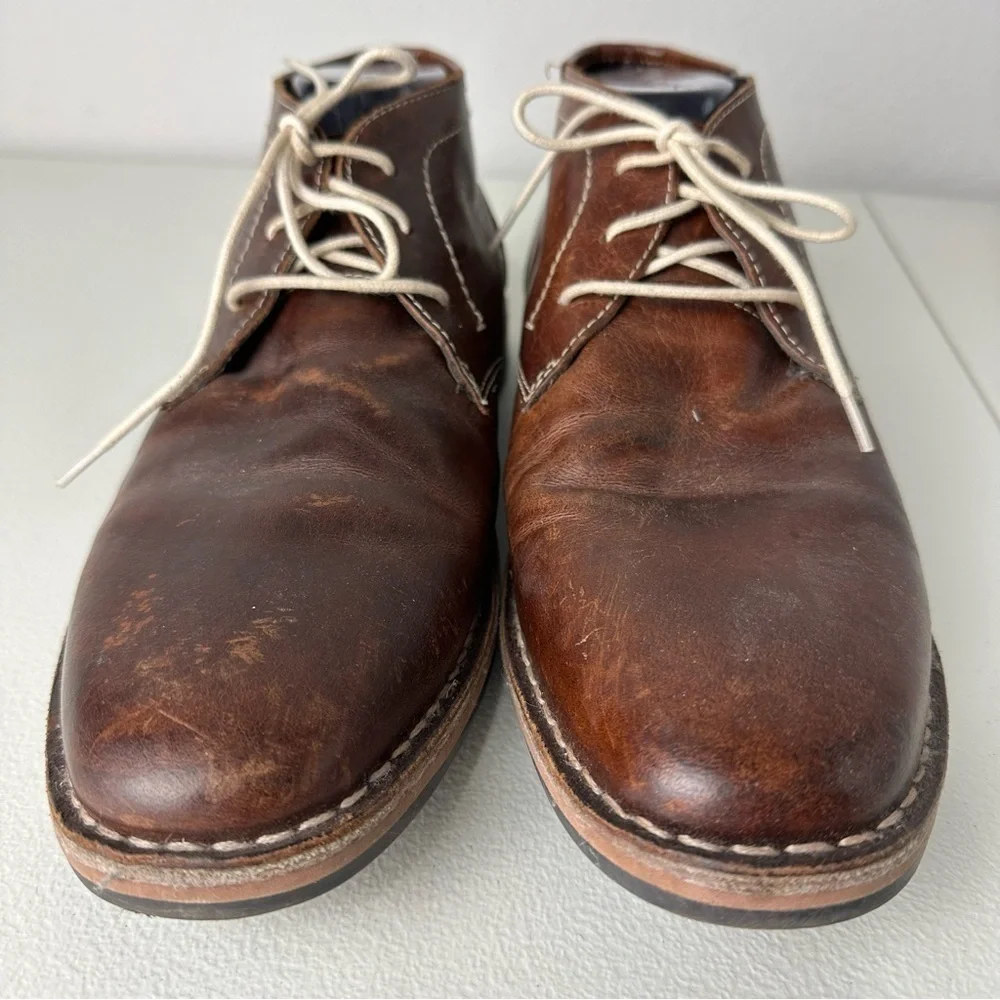 Steve Madden Men’s Brown Ivon Leather Lace Up Chukkas Chukka Boots Size 9.5